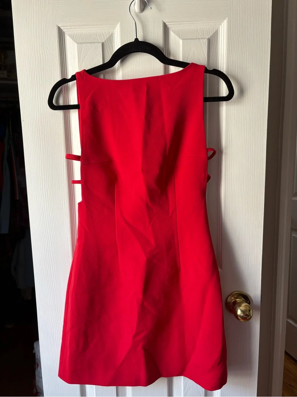 Sleeveless Red Shift Dress with side cutouts - Classic Women's Party Dress